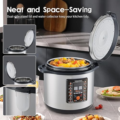 Miniatura 8 de Olla a presión eléctrica digital, 12 cuartos de galón, 16 funciones preestablecidas, multiusos para arroz, pan, guiso