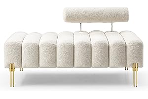 NIOIIKIT 53" Contemporary Loveseat Sofa: Golden, Teddy Fleece, Adjustable