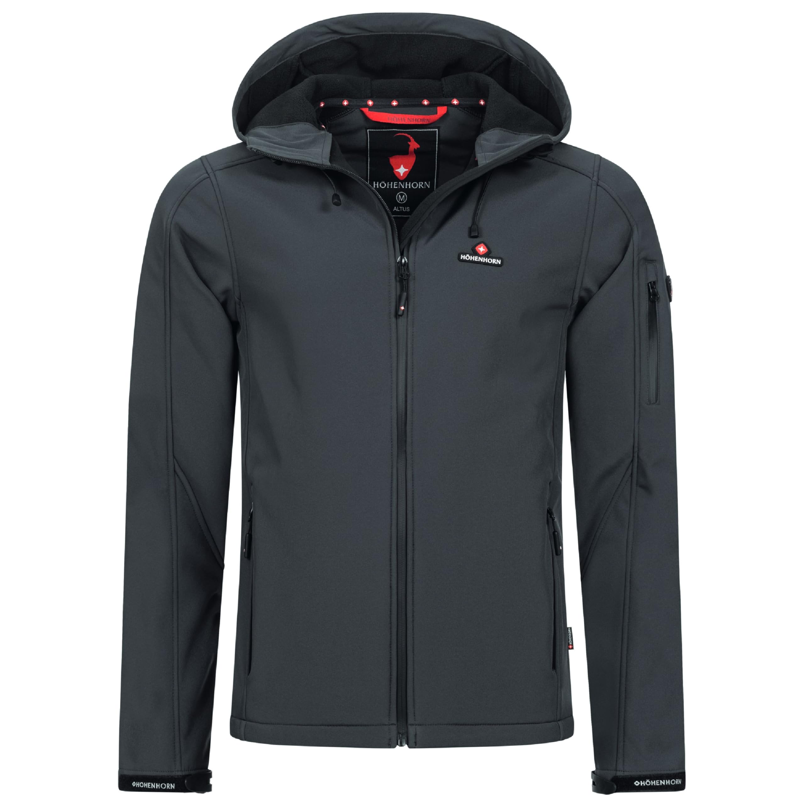 Höhenhorn Altus Men's Softshell Outdoor Functional Jacket Leisure Jacket Waterproof Breathable Warm with Microfleece Lining, Steel grey, L