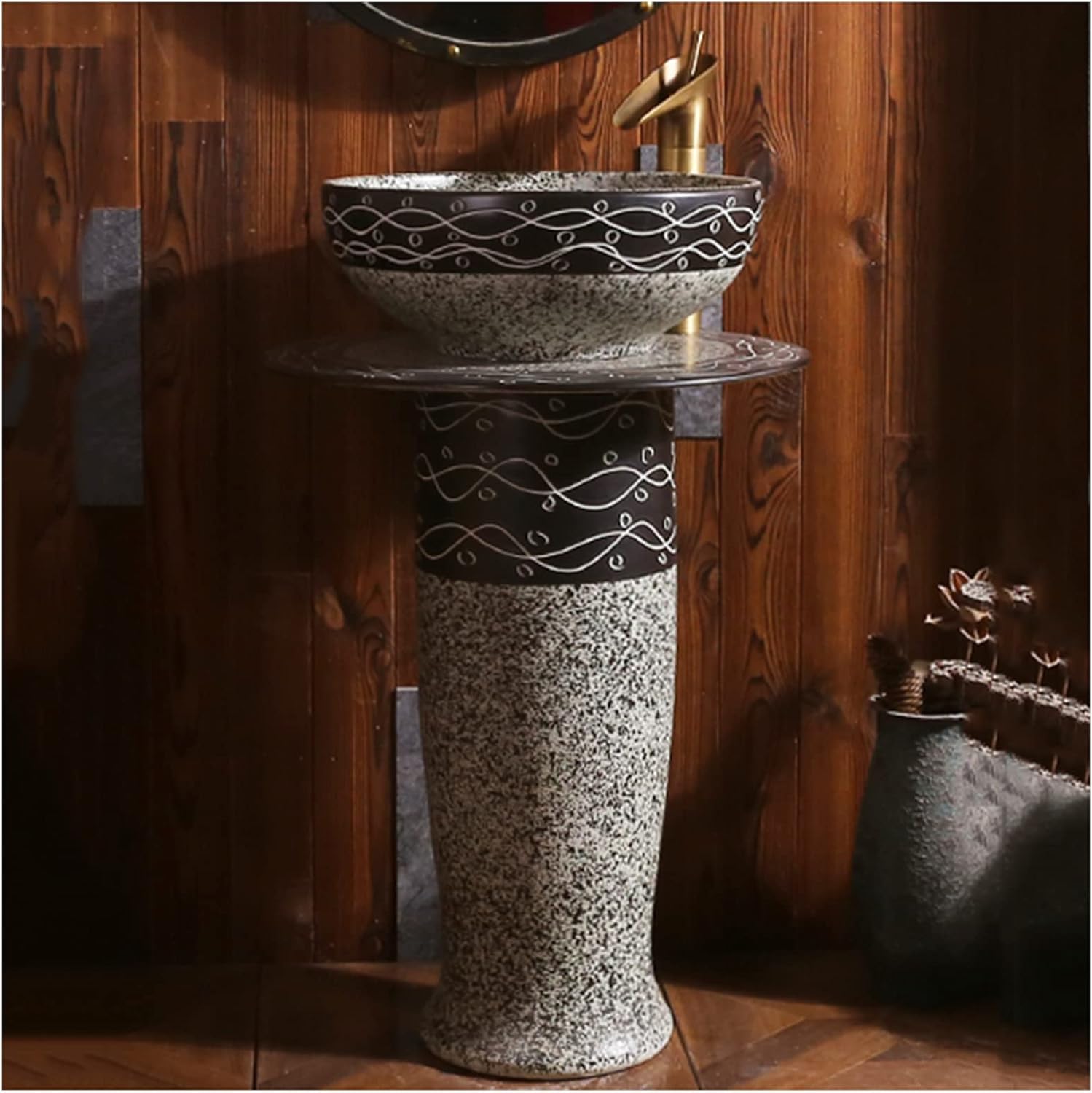 YRRA Modern Ceramic Bathroom Basin Sink with Full Pedestal