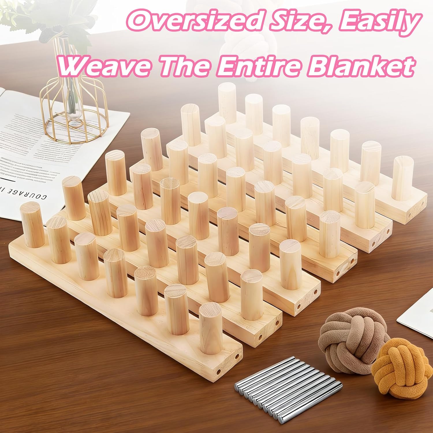 70 Inch Chunky Blanket Loom for DIY Throw Blankets, Adjustable Size Hand Knitting Kit, Knitting Loom for Custom Hand Knitting Yarn Chunky, Beginner Friendly Tool for Hand Knitting Yarn Chunky Projects