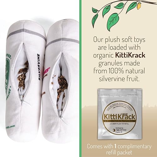 Miniatura 10 de TWINCRITTERS KittiVeggi - Paquete de 2 juguetes orgánicos de sustituto de hierba gatera Silvervine para gatos y gatitos  100% natural cosechado