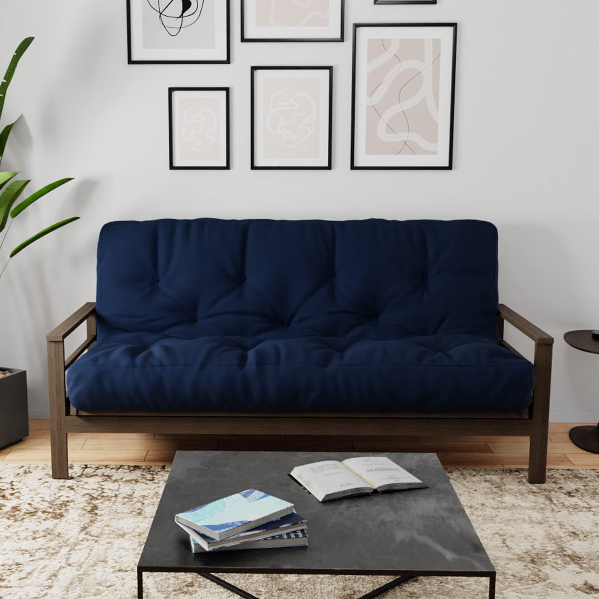 by The Futon Factory 8 inch Memory Foam Futon Mattress - Cover - Size - CertiPUR Certified Foams - Made in The USA (Frame Not Included) (Navy, Queen)