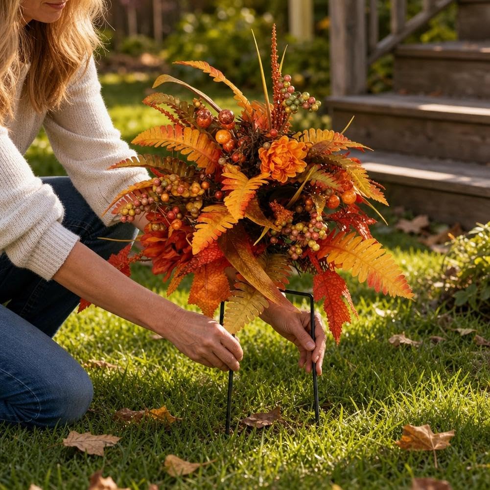 Arrangiamento da giardino con motivo floreale autunnale, 40,1 cm