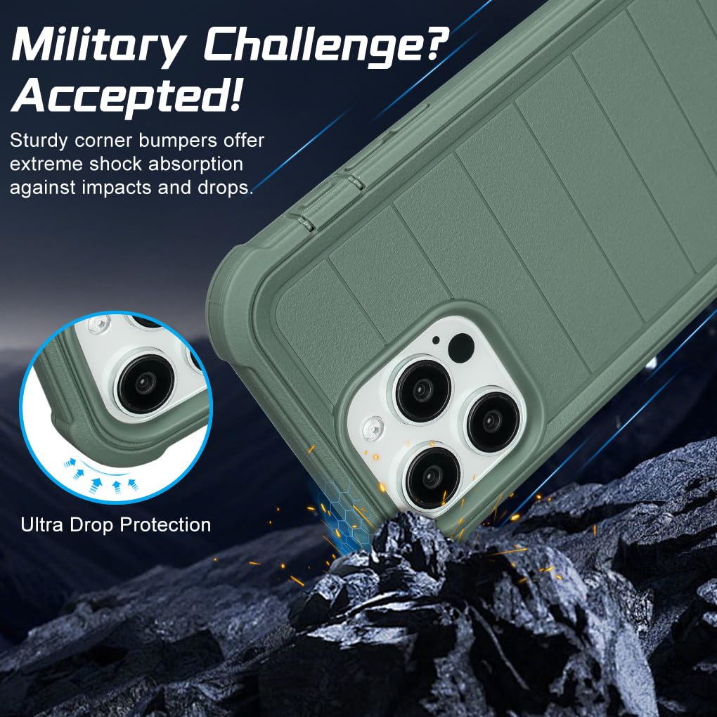 Defender - Custodia per iPhone 14 Pro Max con clip e cavalletto