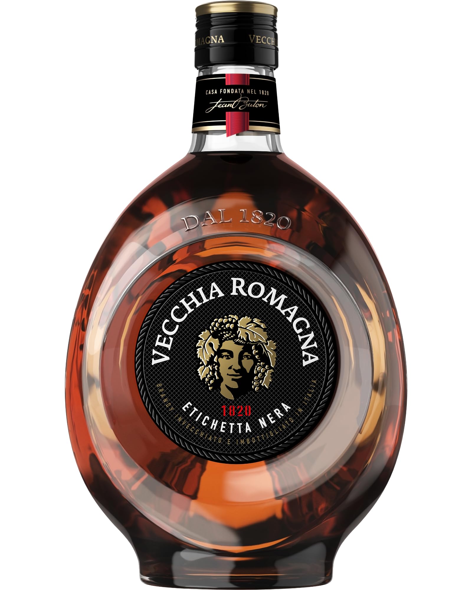 Vecchia Romagna Etichetta Nera 70cl Special Pack - Confezione regalo con un bicchiere. Brandy con doppio invecchiamento, gusto elegante e deciso. 38% vol.