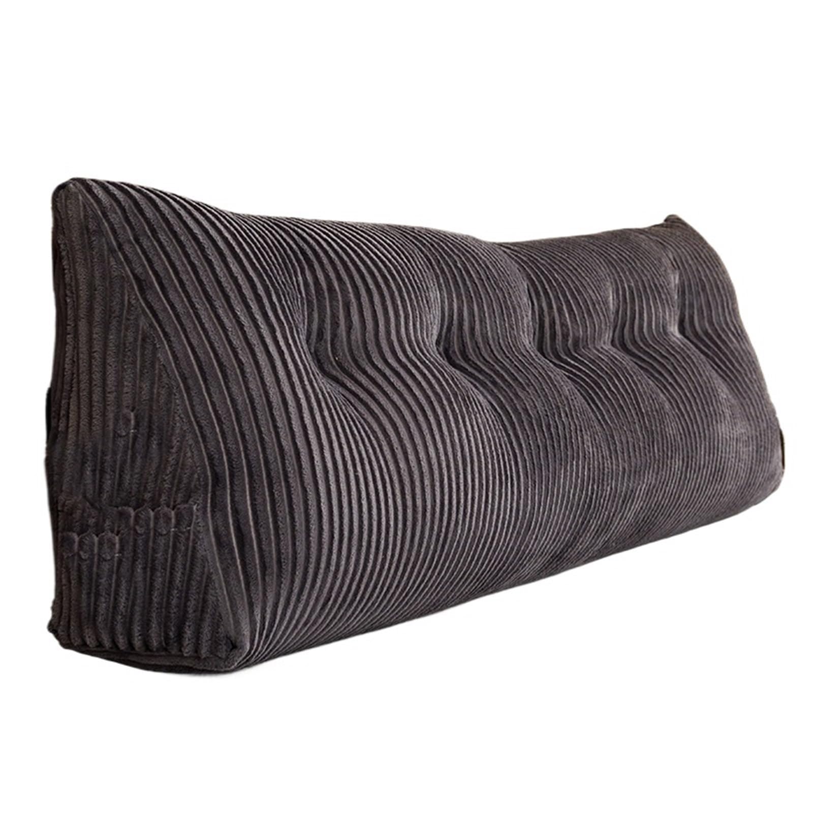 JANXELNOVA 1pc Triangular Large Bolster Backrest Pillow, Double Bed Headboard Cushion, Lumbar Support For Sofa Daybed Tatami, Removable(DARK GRAY,50x180cm)