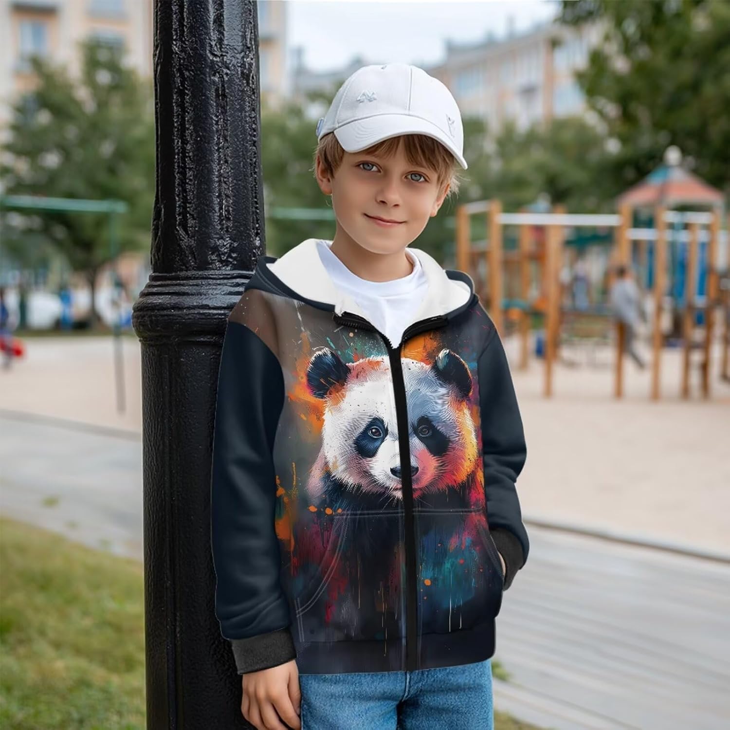 Boys Zip Up Sweatshirts with Pockets Hooded Hoodies for Boys 6-16 Oversized Winter Jackets Outdoor and Indoor