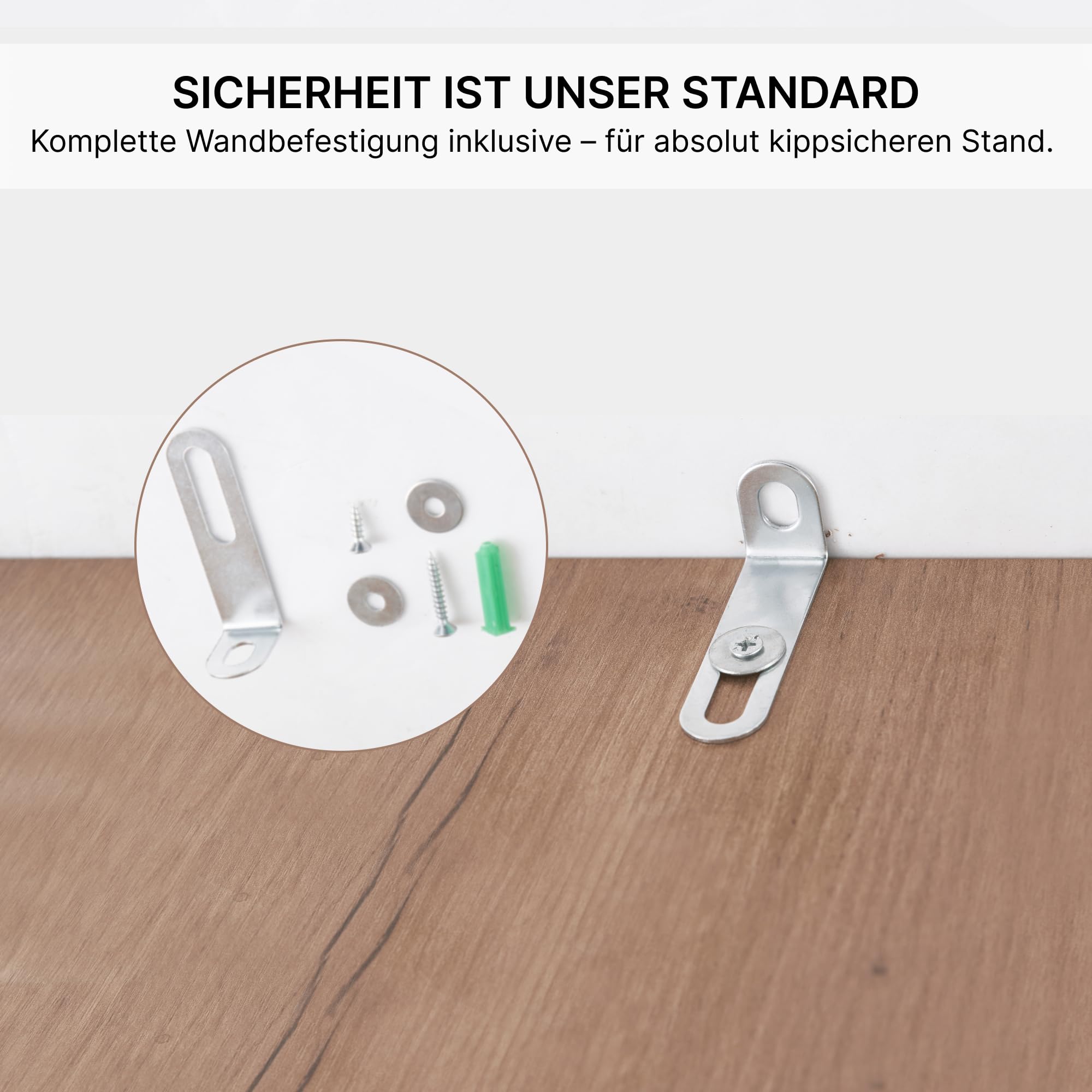 Kleiderschrank 3-türig Weiß & Eiche-Optik Drehtürenschrank | Schlafzimmerschrank Mehrzweckschrank 2 Kleiderstangen 4 Fächer 3 Schubladen 176x120x52 cm Stauraum