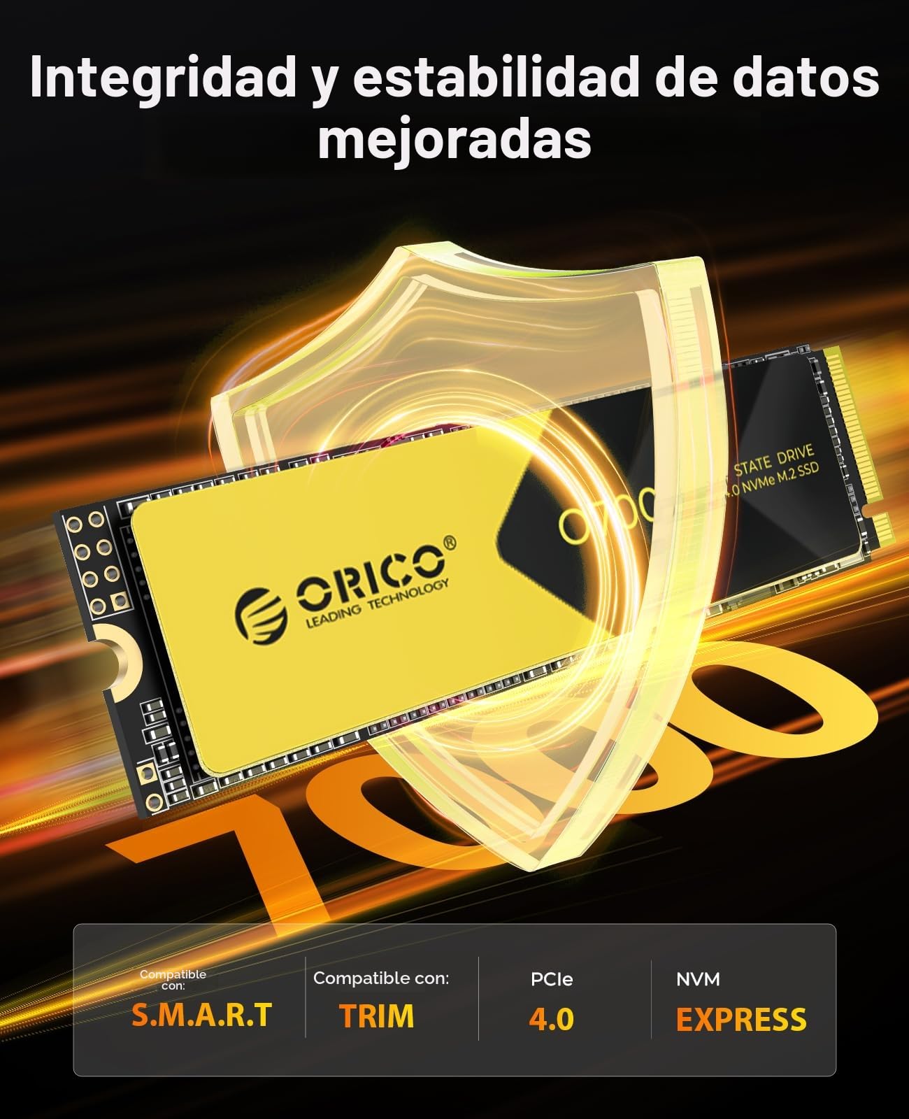 ORICO M2 SSD 4TB, NVMe SSD M.2 con Disipador, PCIe 4.0 x 4, hasta 7000MB/s, SLC Cache 3D NAND, M.2 2280 SSD Interna para PS5, PC de Sobremesa y Portátiles-O7000