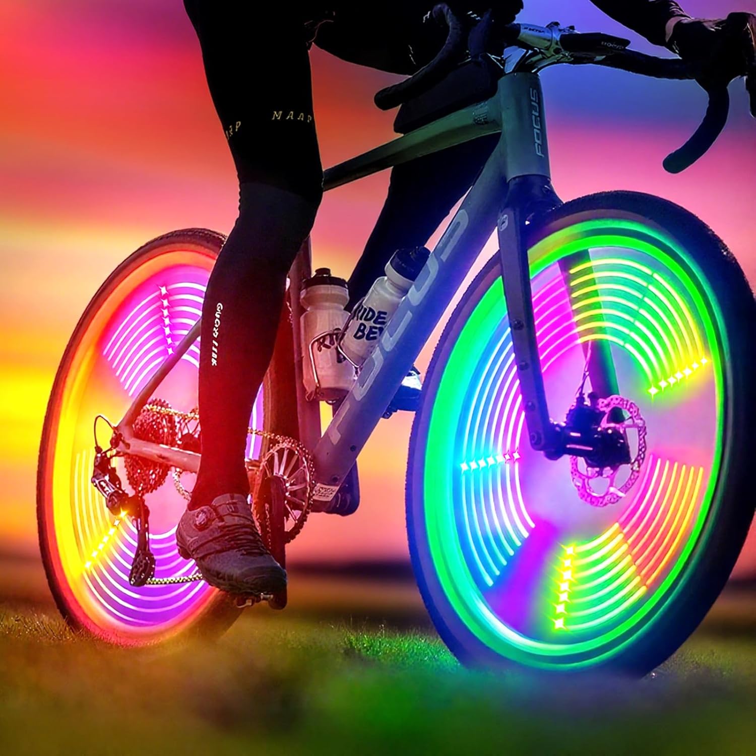 Bicycle Wheel Lights, Bike Wheel Lights for Night Riding, Bike Spoke Light with 360 Visibility, Vibration Sensin-Some of Them Include Batteries-2 Pieces Can Be Installed on Two Wheels