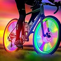 Vista 11 de Luces de rueda de bicicleta, luces de rueda de bicicleta para conducción nocturna, luz de radios de bicicleta con visibilidad de 360°, detección