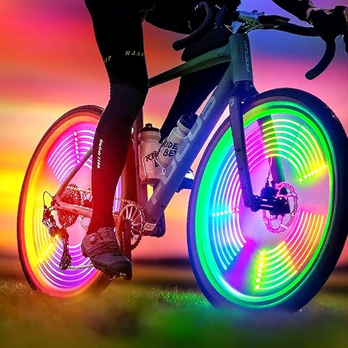 Luces de rueda de bicicleta, luces de rueda de bicicleta para conducción nocturna, luz de radios de bicicleta con visibilidad de 360, detección de