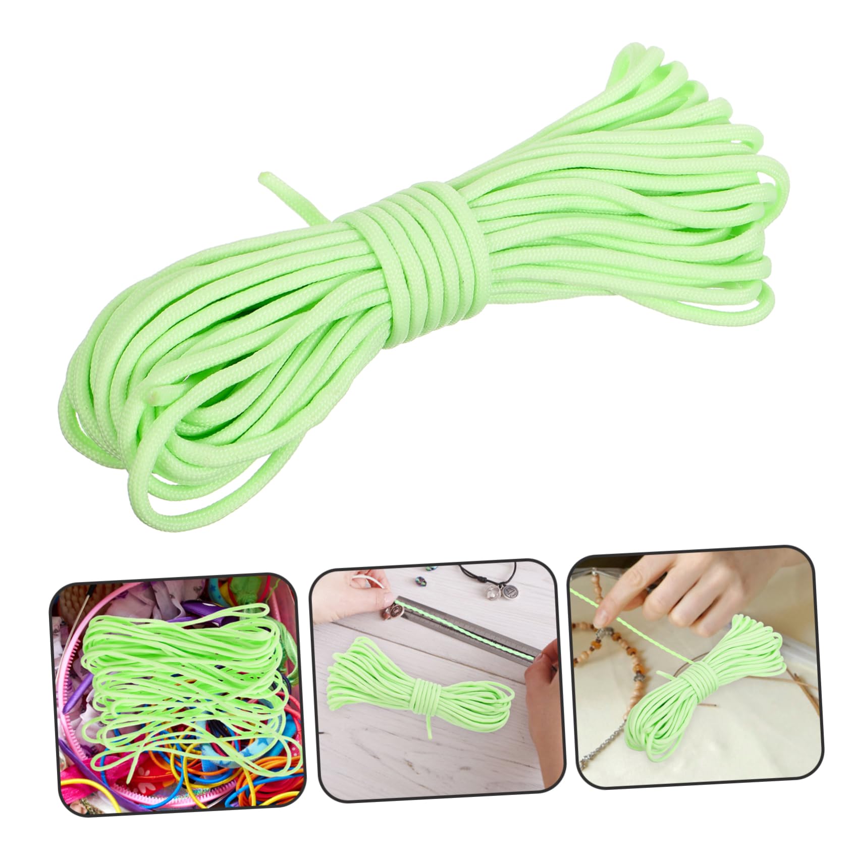 Housoutil 4 Stück 1 Im Dunkeln leuchtendes 7-adriges Paracord sicherungsseil sicherheitsseil elastisches Seil Fallschirmleine DIY liefert multifunktionales Regenschirmseil Nylon Light Green