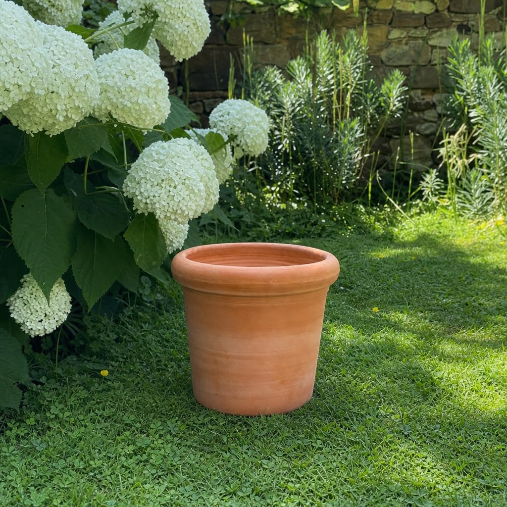 Palatina Werkstatt Pot de fleurs cylindrique en terre cuite 23 cm avec trou de drainage - Pot de fleurs méditerranéen en terre cuite