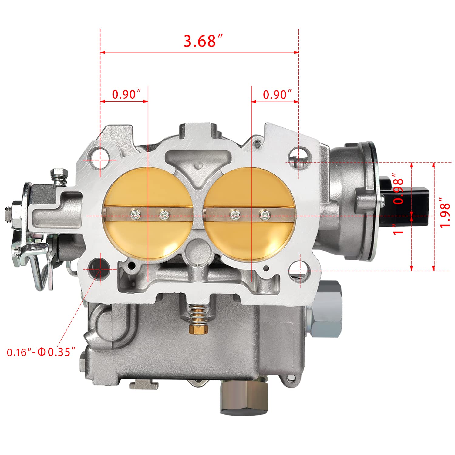 Gaźnik do silników Mercruiser 3.0 2,5 l 4CYL 2 barrel Marine Mercry Mercarb Carb z elektrycznym dławikiem i uszczelkami dysz krótkie długie połączenie, zamiennik 3310-864940A01, wzór śruby podstawy to