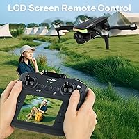 Vista 2 de Dron con control remoto de pantalla de cámara 4K, luz LED RGB FPV Drone Quadcopter para adultos principiantes, modo sin cabeza Posicionamiento
