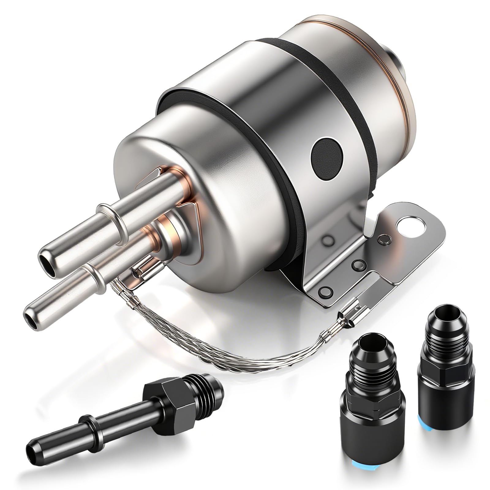 58PSI Fuel Filter Regulator Kit, 10 Micron EFI Fuel Pressure Regulator with 6AN Adapters, Compatible with 1999-2014 Chevy V8 4.8L/5.3L/6.0L LS Engine,