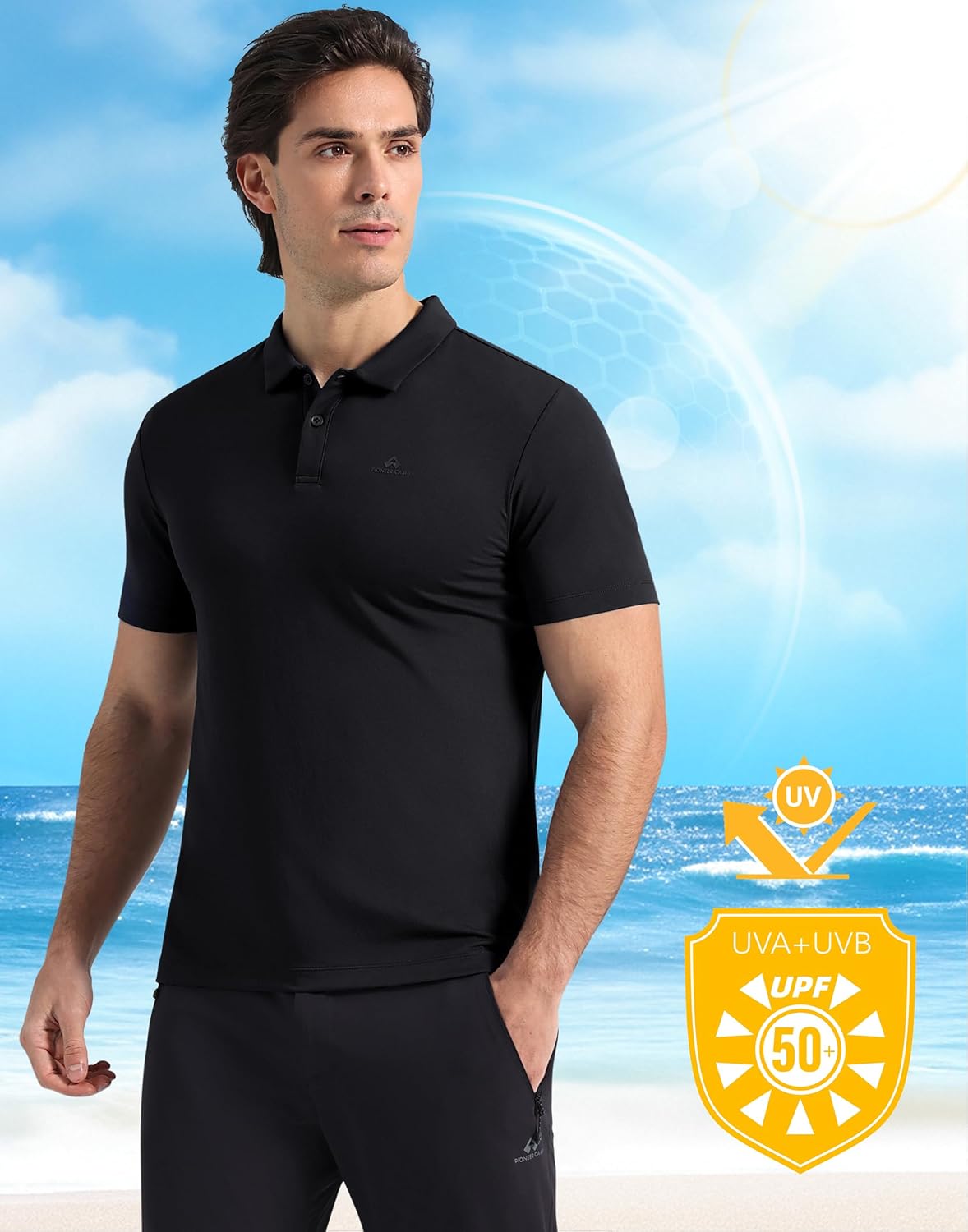 Pioneer Camp Men's Golf Shirt UPF 50+ Quick Dry Polo Shirts Short Sleeve Moisture Wicking Performance Tees Collar Work Shirts - Image 4