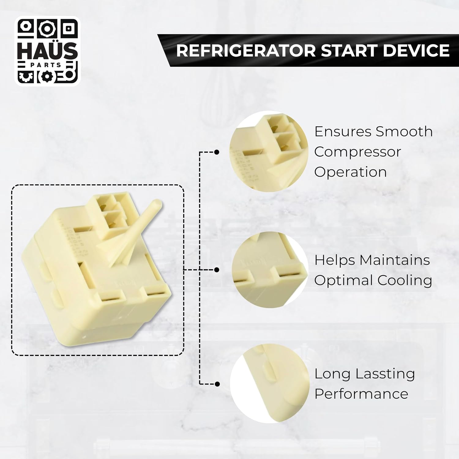 216954214 Refrigerator Start Device – Compatible with Whirlpool, Frigidaire, Kenmore – Replaces 213615000, W10197427 W11092533, ASD2326HES, W10399283, 2319793, ASD2326HEB, ASD2326HEQ