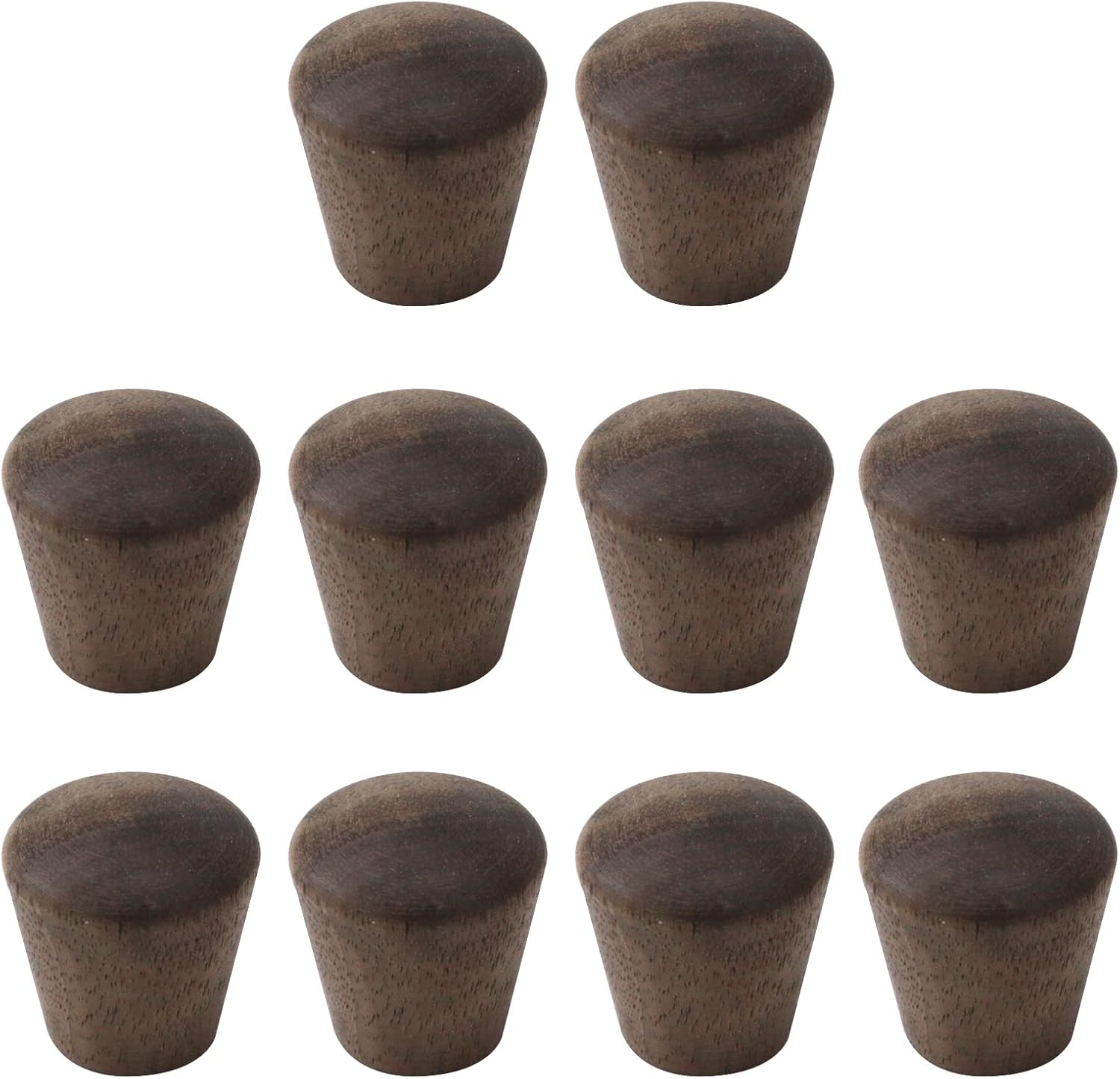 Wealrit 10 pcs Small Cone Cabinet Knobs with Screws,Wood Cabinet Handles,Black Walnut Drawer Handles for Dresser Wardrobe Cupboard Drawer