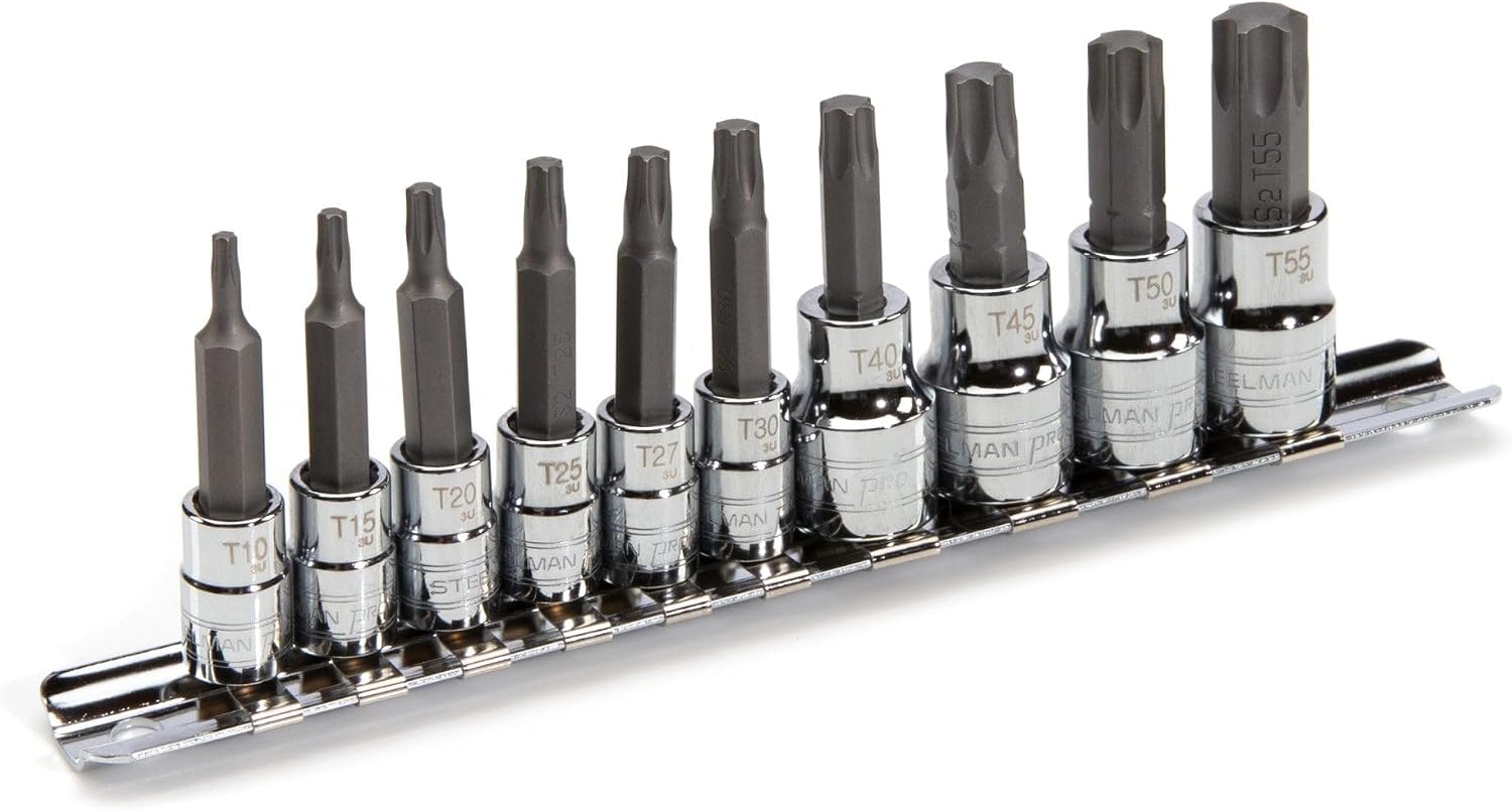10-Piece 1/4-inch and 3/8-Inch Drive Torx / Star Hex Bit Socket Set