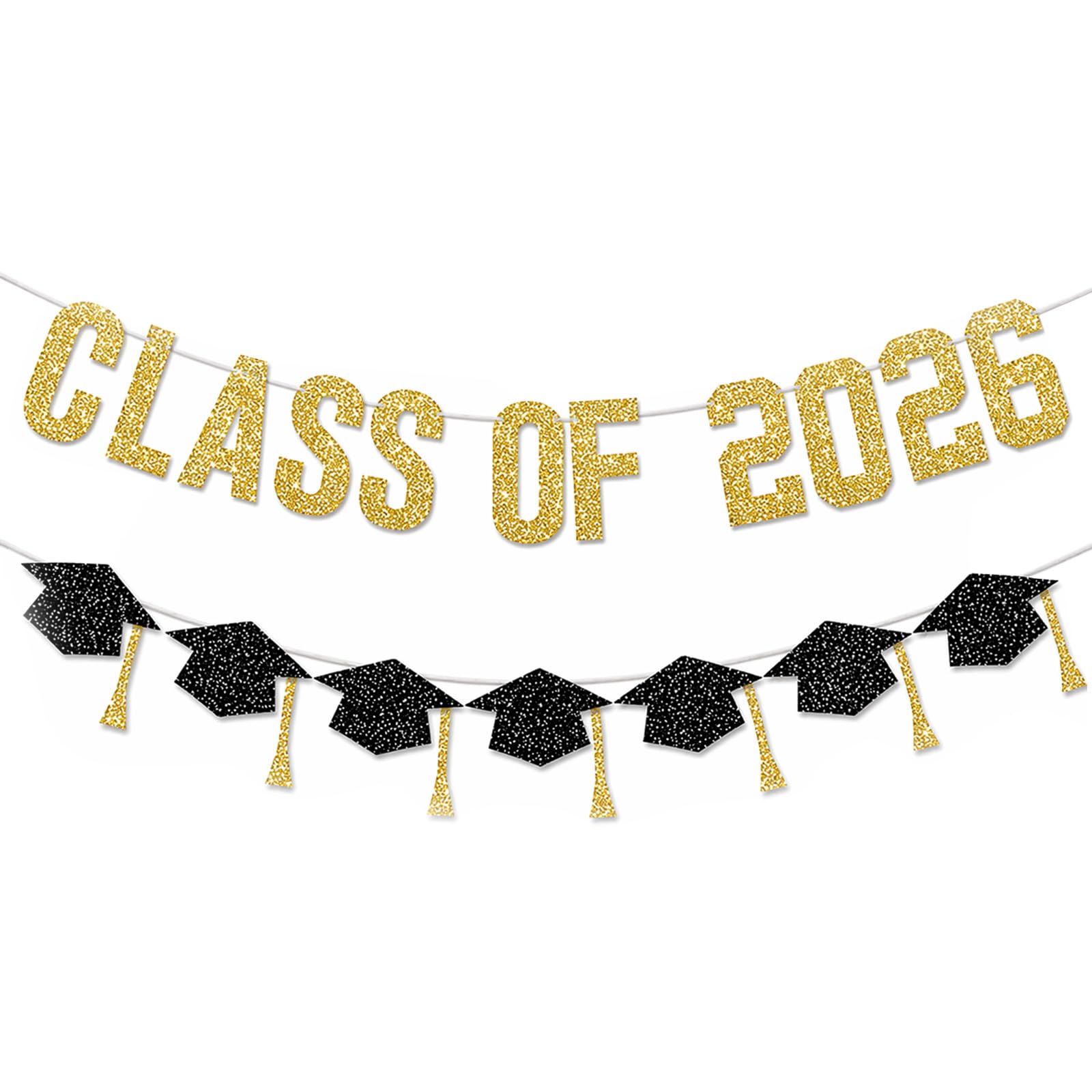 Class Of 2026 Gold Black Graduation Cap Banners Decorations Congrats Grad With Tassel Party Decor College High School Congratulations Banner Graduation Party Decor Congratulations Commencement