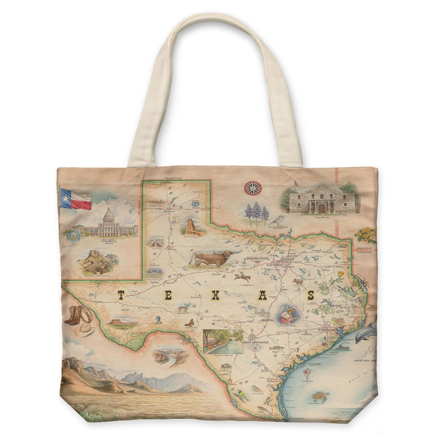 Xplorer Maps Canvas Tote Bag with Handles, Cloth Grocery Shopping Bag, Reusable & Eco-friendly Bag, 100% Cotton, Washable