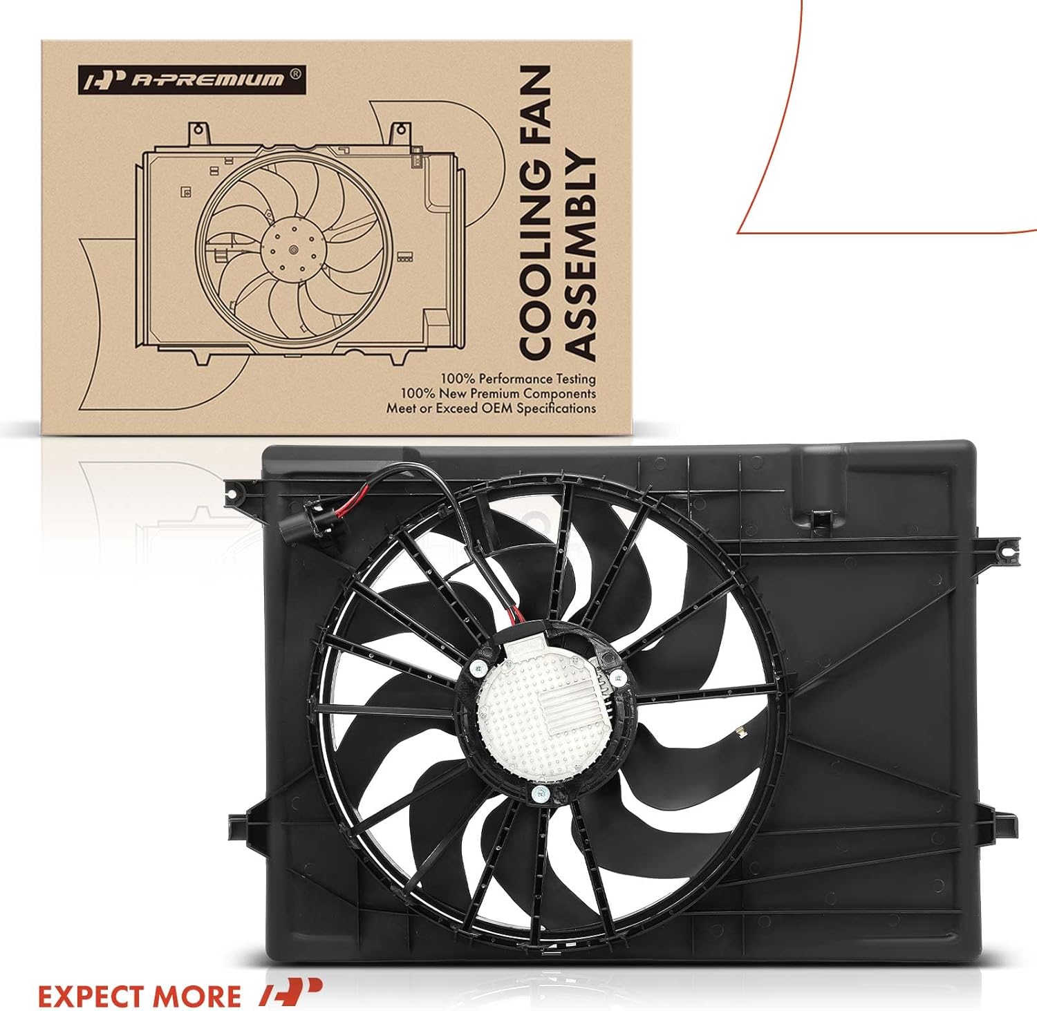 A-Premium Engine Radiator Cooling Fan Assembly with Brushless Motor Compatible with Select Kia Models - Telluride 2020-2025 - Replace# 25380S9000