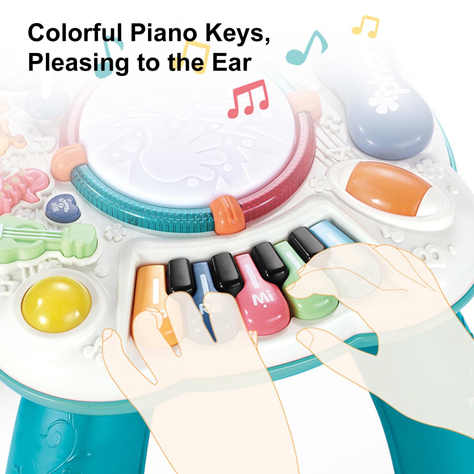 Tavolo da attività Musicale Giocattolo Educativo Infantile Colorato Promuove Lo Sviluppo Cognitivo per la Famiglia dei Bambini 13.0x13.0x12.6in
