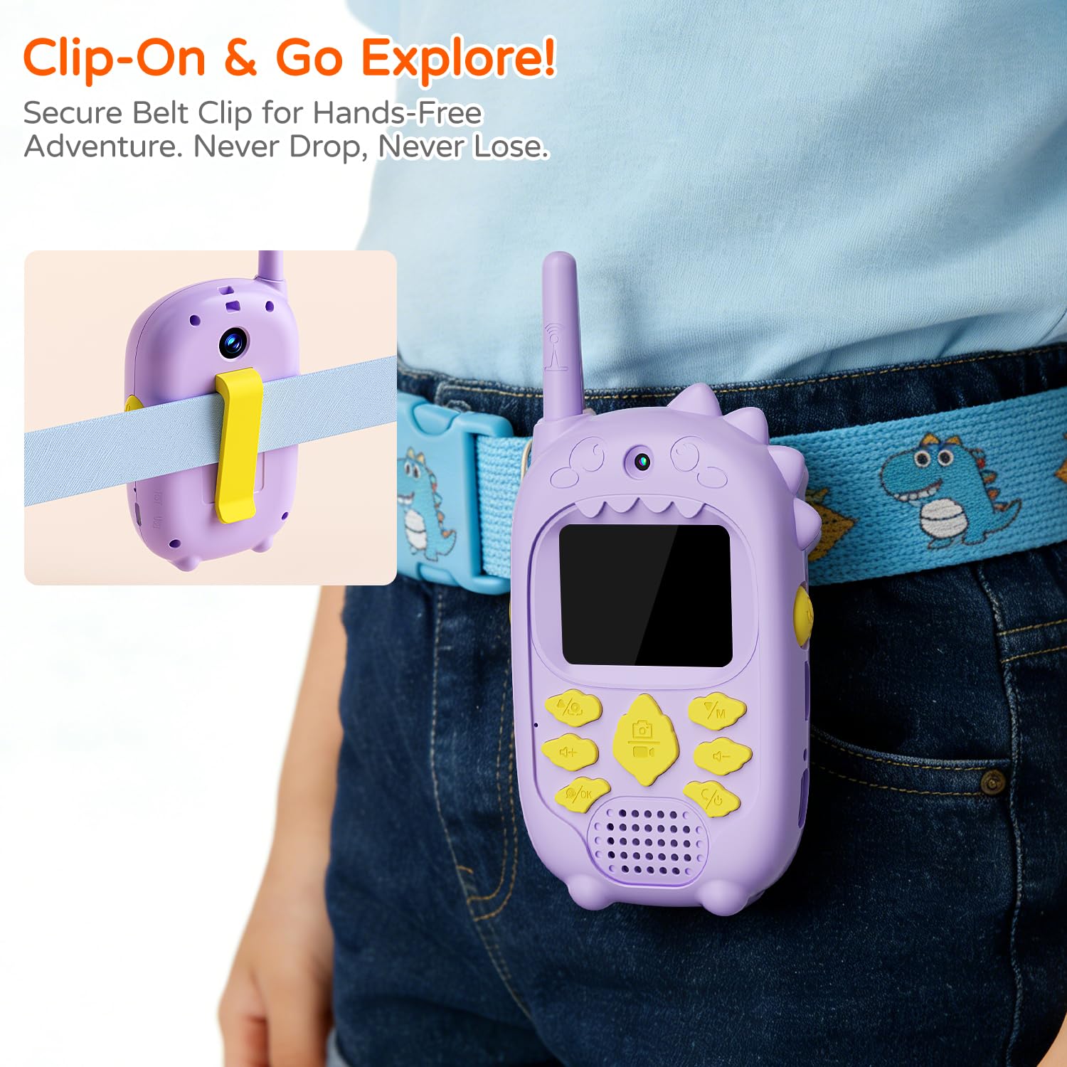 Walkie Talkie Video a Doppia Fotocamera per Bambini, Set da 2 Walkie Talkie per Ragazzi e Ragazze 3-12 Anni con Fotocamera Anteriore e Posteriore, Registrazione Foto/Video, Schermo, Batteria Ricaricab