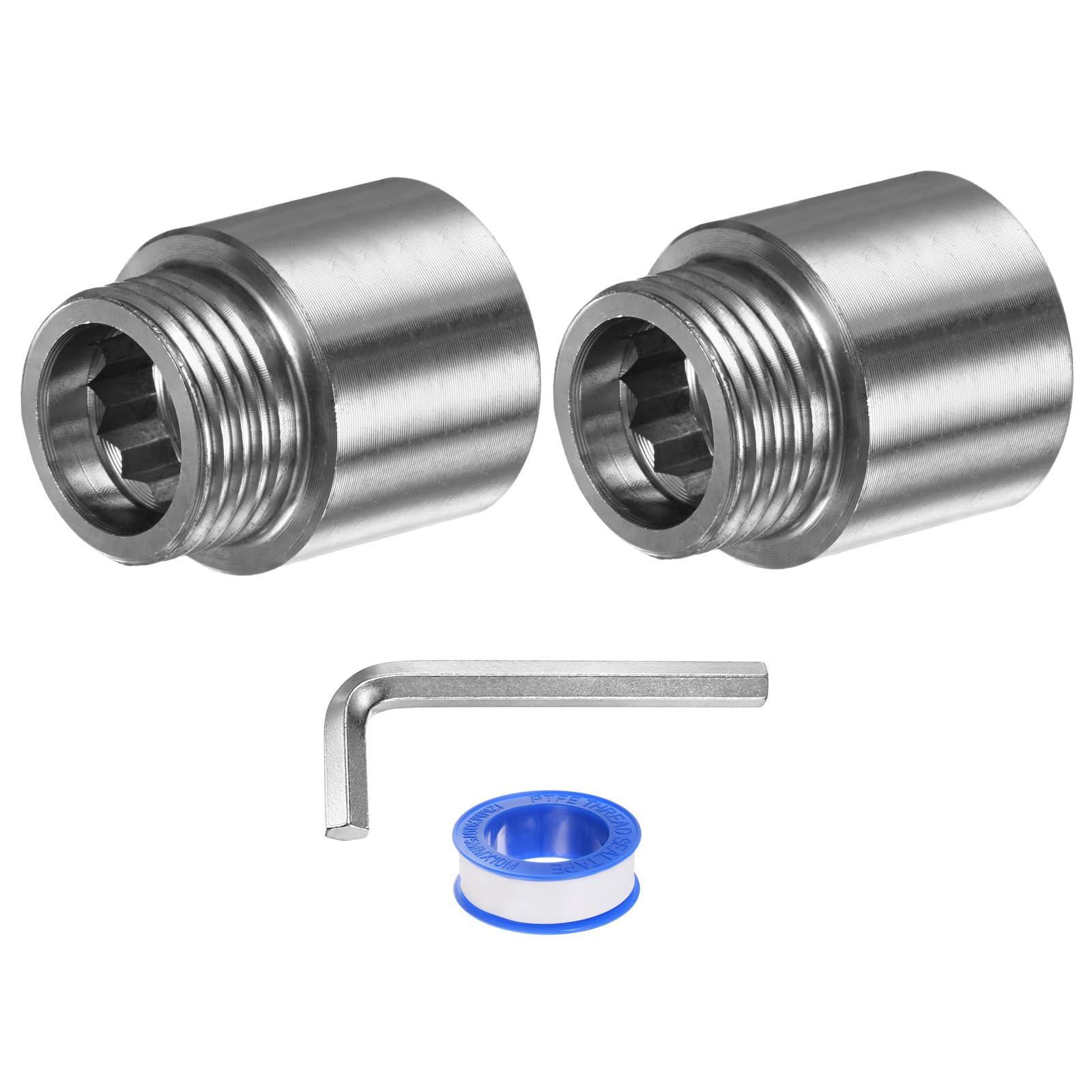 M METERXITY Shower Head Extension Arm Stainless Steel G1/2 Male to Female Extension Pipe Fitting with Thread Seal Tape and Hexagonal Wrench for Shower/Faucet Plumbing Coupler 1.39"/35mm 2-Pack