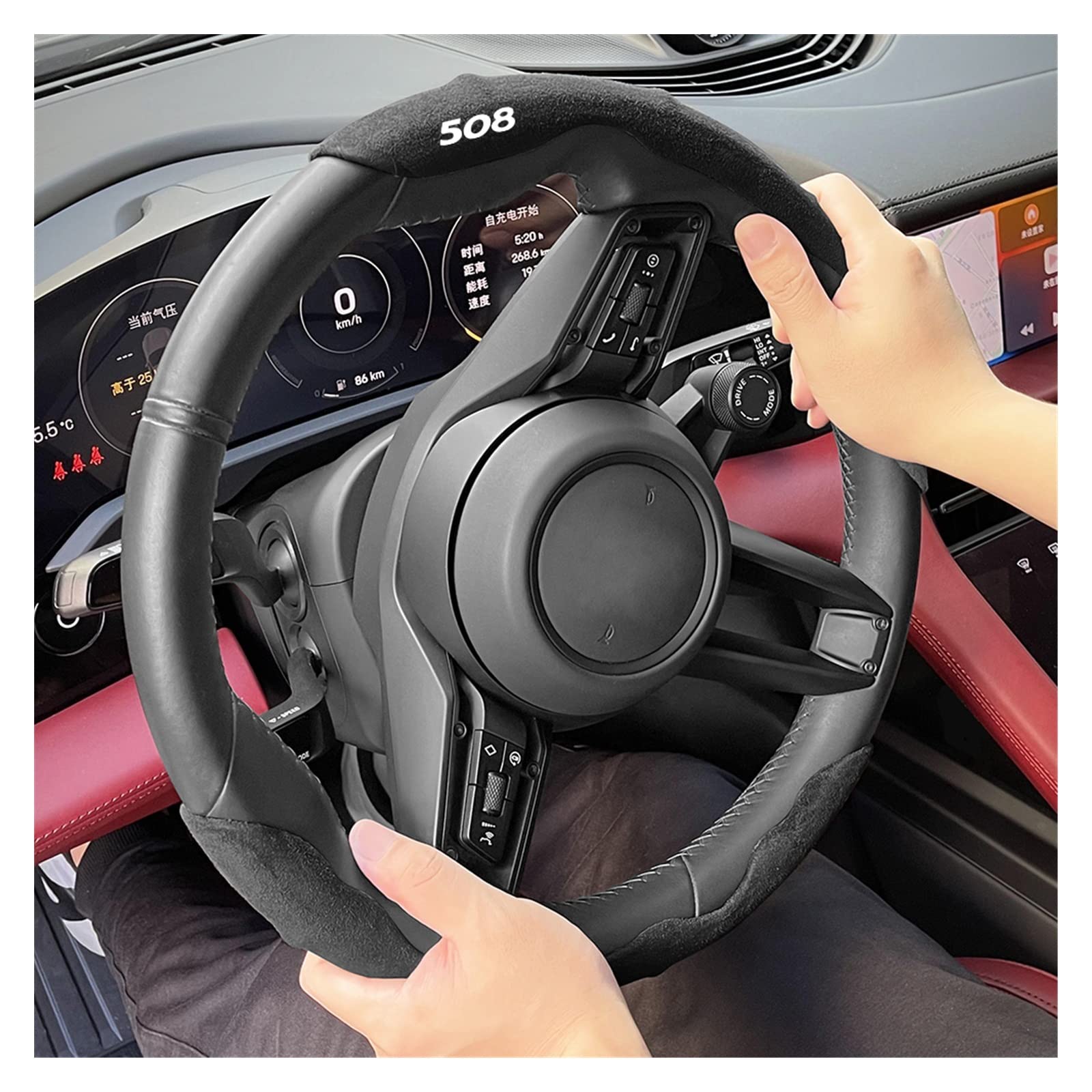 Housse de Protection de Volant de Voiture, pour Peugeot 2008 206 207 3008 301 307 308 4008 408 5008 508 607 RCZ Housse de Protection de Volant de Voiture antidérapante et Respirante
