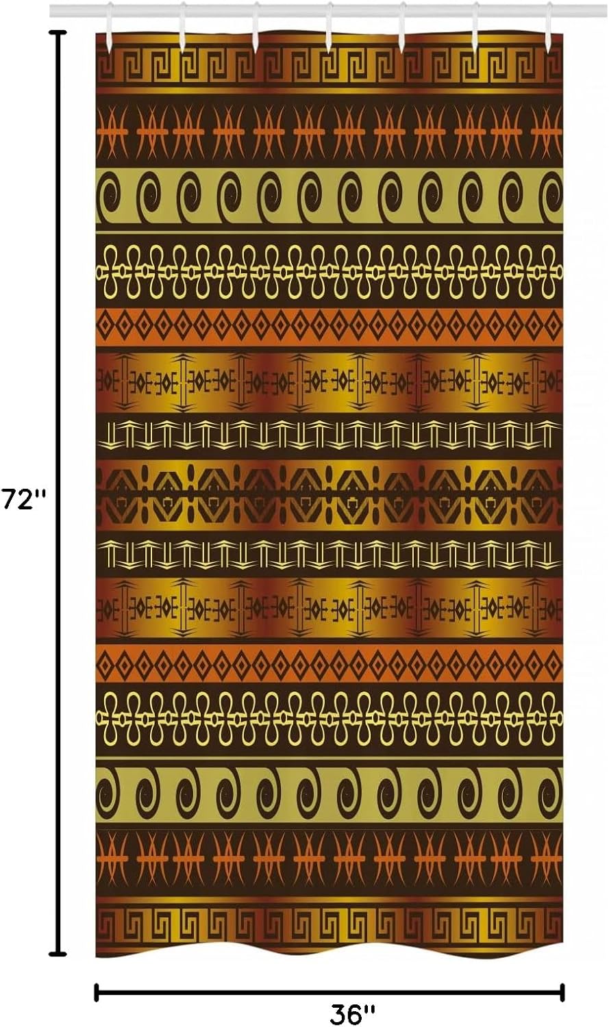 Ambesonne Prehistoric Stall Shower Curtain, Indigenous Geometric Motifs Ornament Traditional Tribal, Fabric Bathroom Decor Set with Hooks, 36" W x 72" L, Brown Yellow Pale Orange