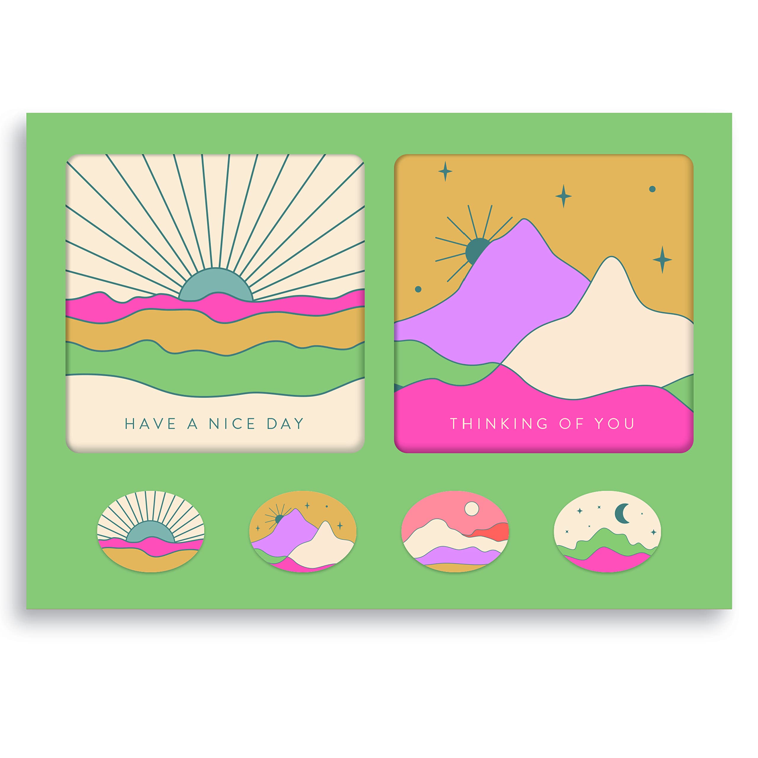 Studio Oh! Assorted Mini Note Card Sets with Stickers, 12 Blank Cards, Stickers &amp; Small Envelopes, Greeting Notecards for Birthday, Thank You Notes, 260 GSM Textured Paper Weight, Desert Skies