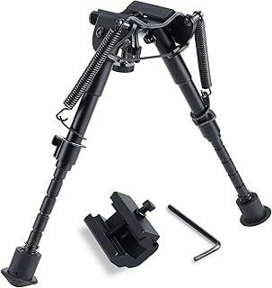 6 to 9 Inches Adjustable Bipod with Clamp Adapter & Rail Mount, Easy Carry Folding Steady Bipod, Heavy Sturdy Portable Rail Bipods with Quick Release Mount Bipod - Satmem