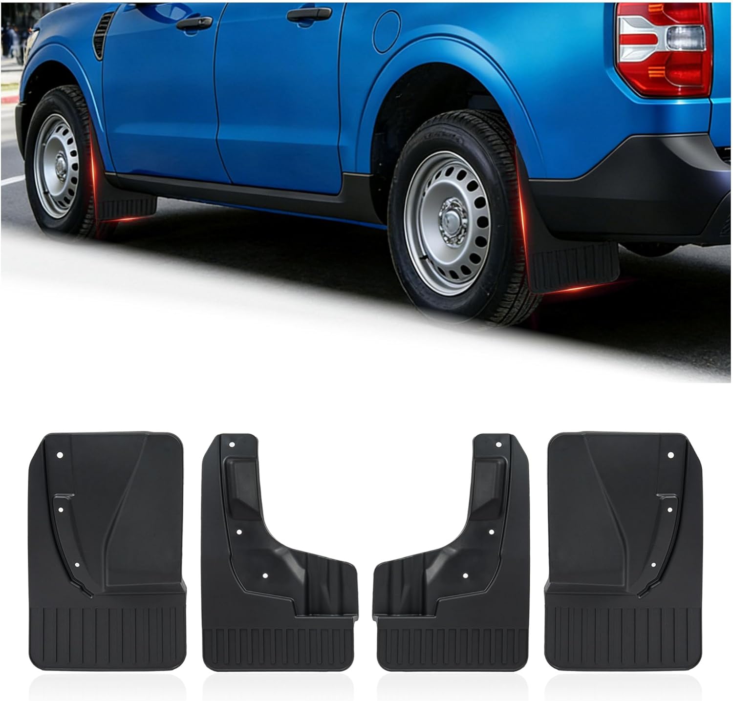 Dermon Mud Flaps for 2022-2025 Ford Maverick (Not for Lobo) Front & Rear Mud Guards Splash Fender Mudguards Wheel & Tire Protection 4PCS (Extra Large Version)