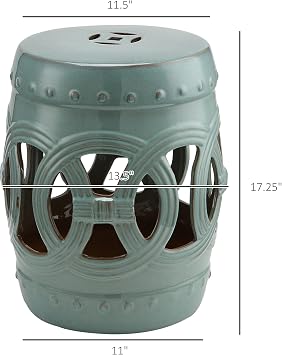 Outsunny 14 x 17 Ceramic Garden Stool Strong Glazed Material Antique Blue