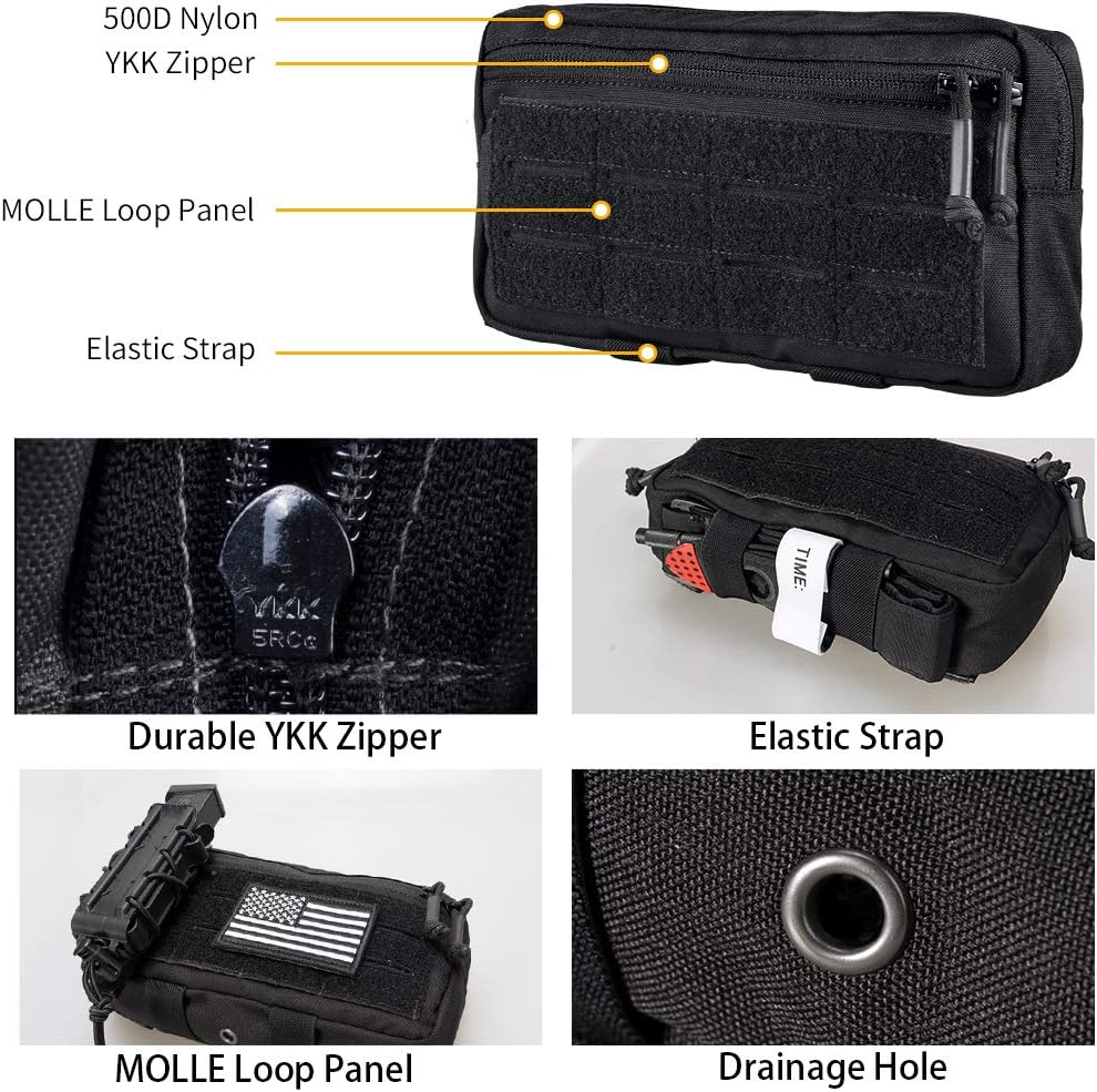 IDOGEAR Dump Tactical Pouches MOLLE Admin Pouch Military Modular Utility Tools EDC Multi-Purpose Bag Dual Zippers for Tactical Vest Chest Rig 500D Nylon