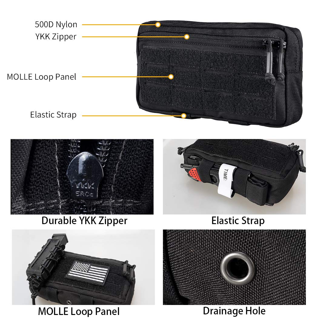 IDOGEAR Tactical Dump Drop Pouch Molle Sub Abdominal Carrying Kit Bag Tactical Pouches with Hook and Loop Panel for Vest 500D Nylon Dual-Purpose (Black) - Image 4