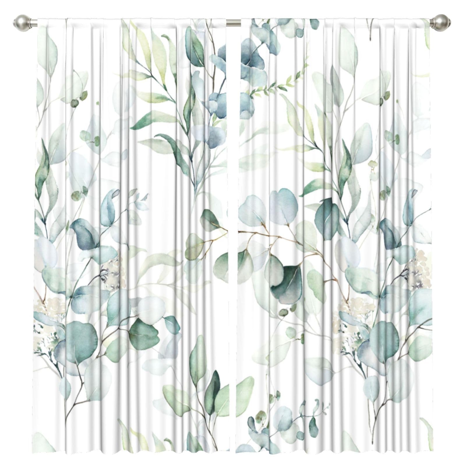 InOmak Art Watercolor Leaf, 2 Panels Window Curtains 52 x 84 Inch Blackout Curtains for Living Room Bedroom