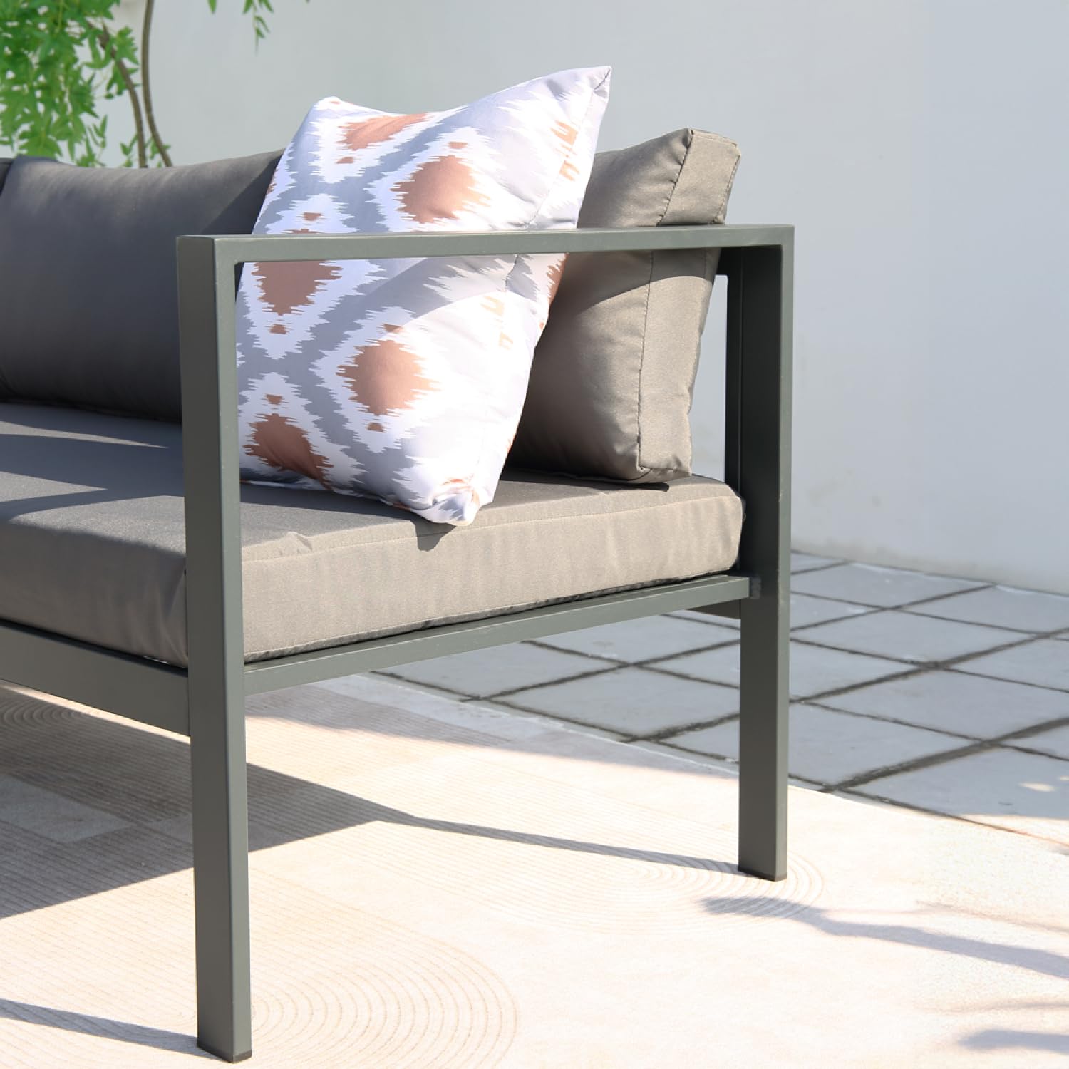 CONCEPT USINE Salon de Jardin Marbella Acier 6 Places Gris Anthracite