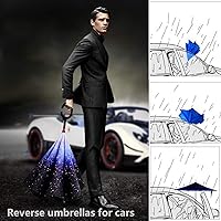 Vista 7 de SIEPASA Paraguas invertido invertido de 49/56 pulgadas, doble toldo extra grande, ventilado, resistente al viento, impermeable, paraguas de golf