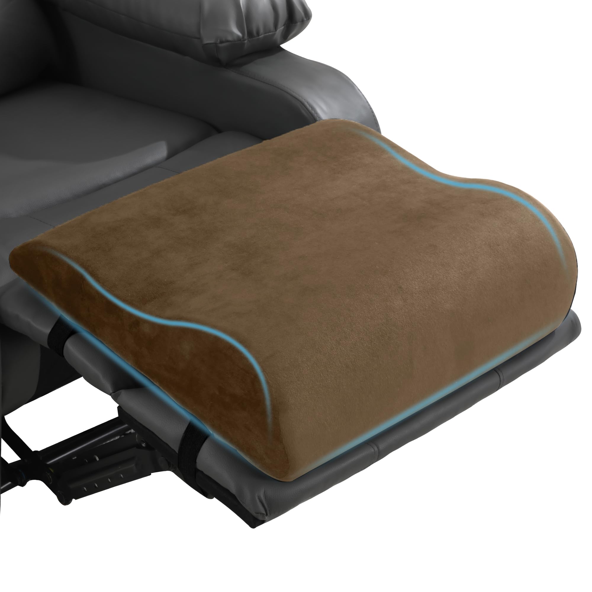 HOMBYS Extra Large Recliner Leg Pillow, Memory Foam Foot Rest Cushion Wave Shape Recliner Footrest Extender, Multi Purpose Back & Lumbar Support Pillow for Recliner, Bed, Sofa Couch, Coffee Color
