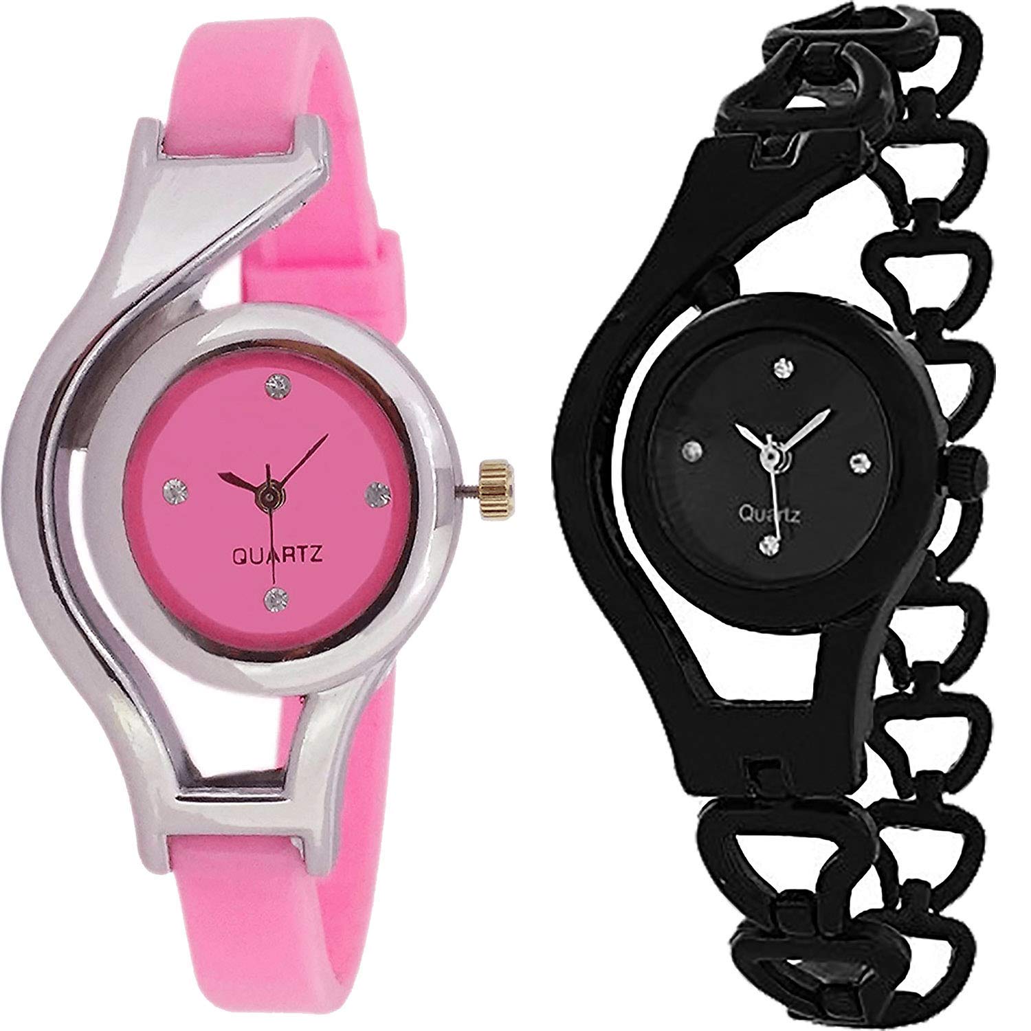 The Shopoholic Analogue Latest Black Pink Dial Womens Pair of 2 Watch-(Black Chain-Wc Pink) (B07QFWXQ76) Amazon Price History, Amazon Price Tracker