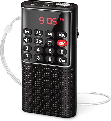 Mini radio FM Walkman de bolsillo, radio portátil con grabadora, regalos para papá y mamá, llave de bloqueo, reproductor de tarjetas SD, funciona