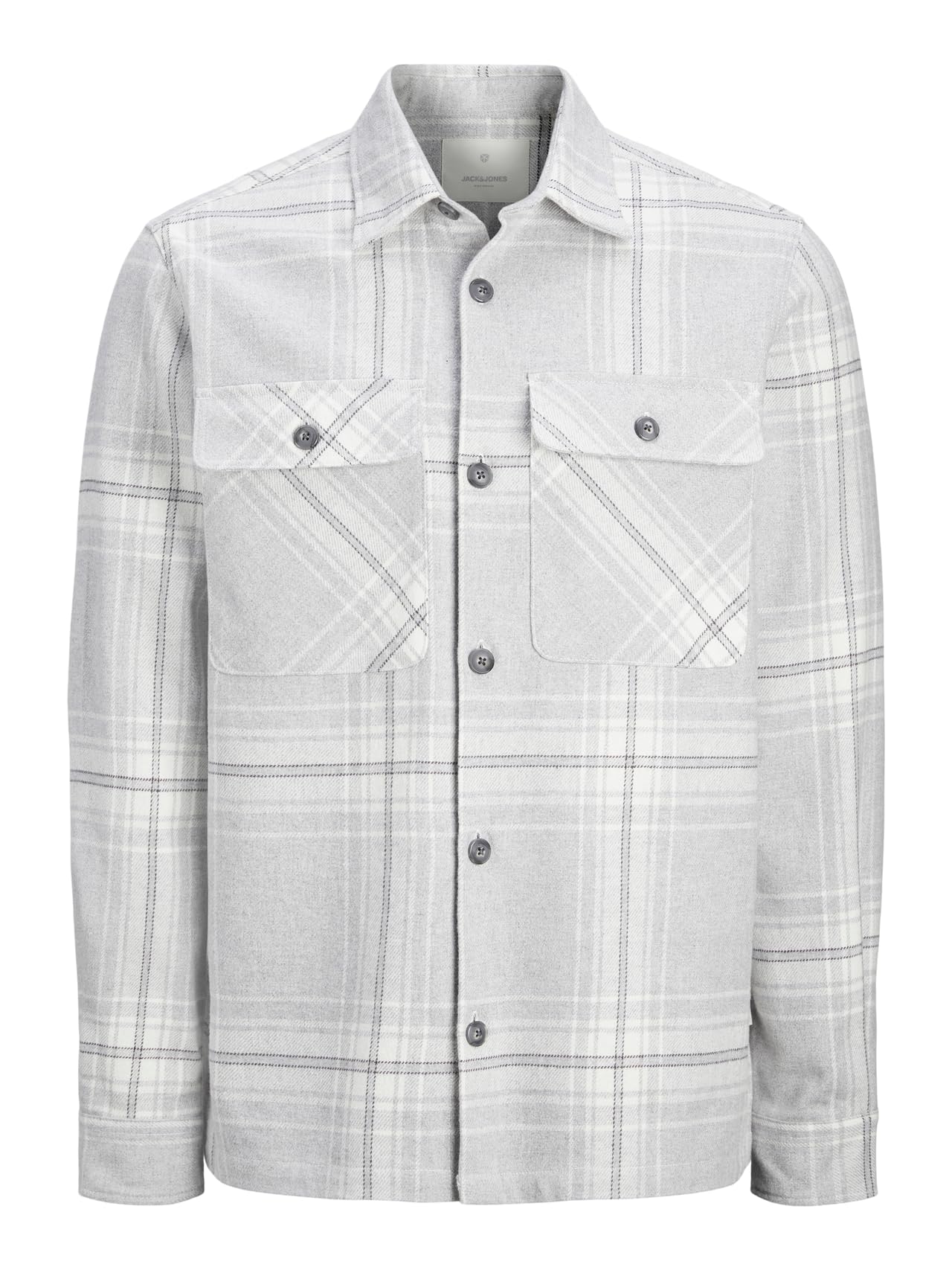 JACK & JONES Mens Raymond Shirt Overshirt Grey Melange XXL
