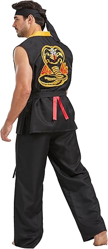 Miniatura 2 de Disfraz de karate para hombre, de lujo, talla grande, conjunto de uniforme de karate Gi de Halloween, con diadema de cinturón negro, unisex, para
