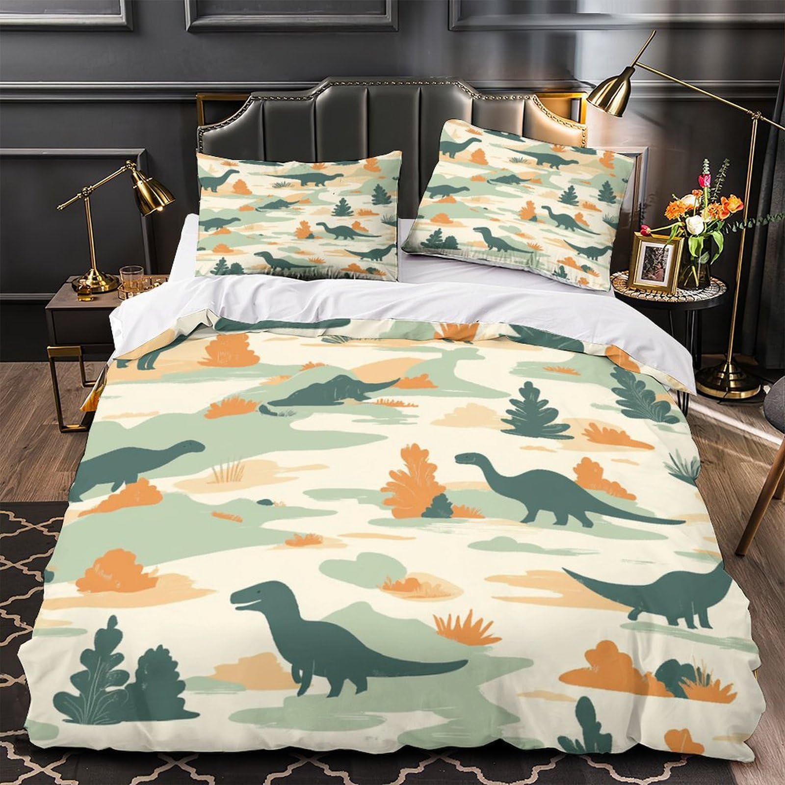 Drap de Couette Dinosaure 3D Vintage pour une Déco de Chambre de Couple Originale