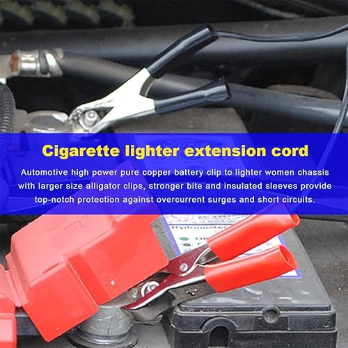 Miniatura 5 de Sylvil Adaptador de batería para encendedor de cigarrillos, terminal de batería de 12 V con clip, enchufe divisor de cigarrillos femenino, enchufe